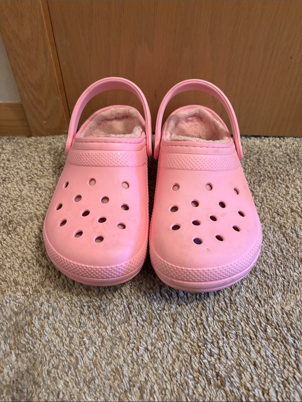 CROCS Kids Pink Fuzzy-Lined Slip-Ons